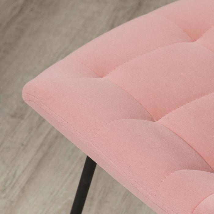 Produktbild Swisshandel24 Esszimmerstuhl 2er Set, Samtbezug in Rosa, Retrodesign, Stahlbeine
