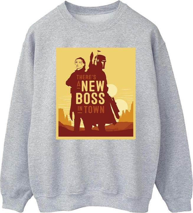 Actual product image Star Wars Mens The Book Of Boba Fett New Boss Sun Silhouette Sweatshirt (M)