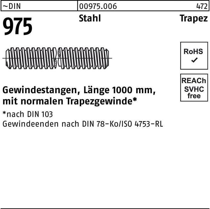 Produktbild Gewindestange DIN 975 Trapezgewinde TR 30 x 6 x 1000mm Stahl