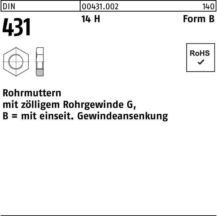 Immagine prodotto Dado per tubi DIN 431 BG 1 1/2 14 H (G1/2")