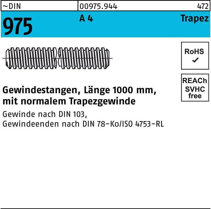 Actual product image Threaded rod DIN 975 trapezoidal thread TR 20 x 4 x 1000mm A 4