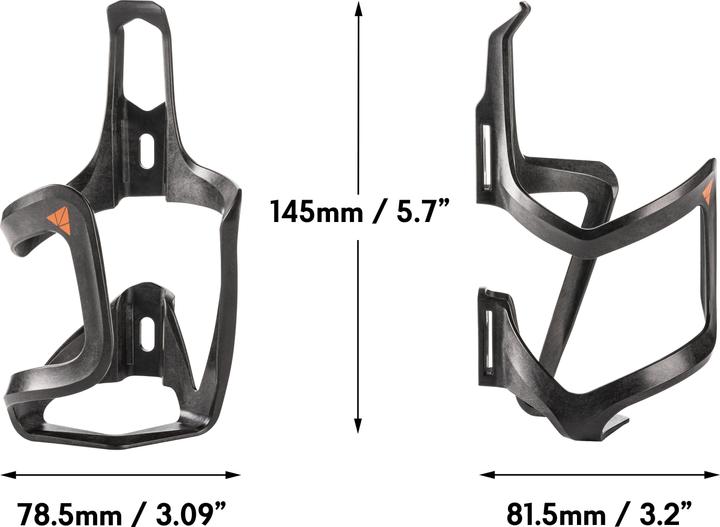 Actual product image Granite Aux, carbon bottle cage with straps, holders with side opening, fits up to 70mm Diameter