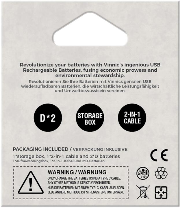 Actual product image Vinnic USB Rech. Batterie (2 pcs., 3000 mAh)