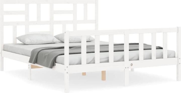 Actual product image VidaXL Massivholzbett mit Kopfteil Weiss 5FT King Size (150 x 200 cm)