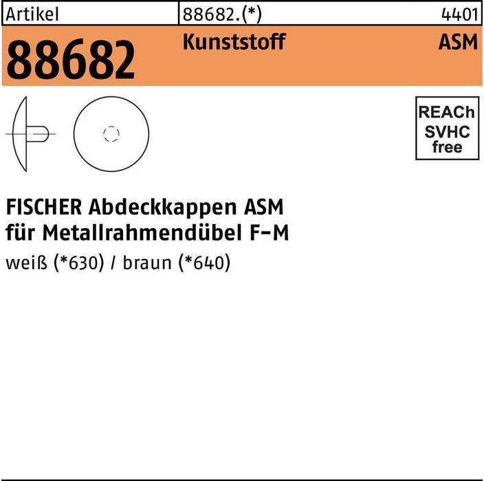 Produktbild Fischer Abdeckkappen R 88682 10 Kunststoff weiss (100 Stk.)