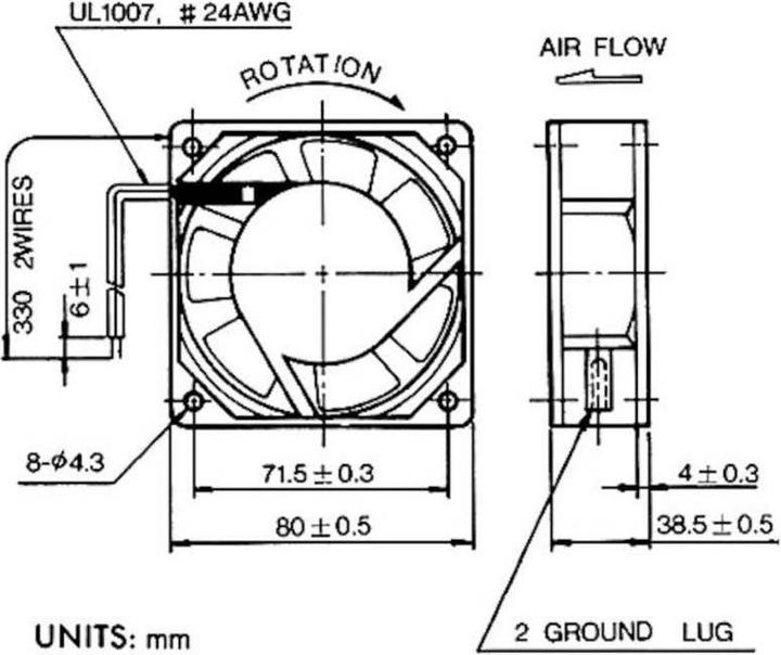 Actual product image Sunon SF23080A2083HSL Axial fan 230 V/AC 39.07 m³/h (L x W x H) 80 x 80 x 38 m (80 mm)