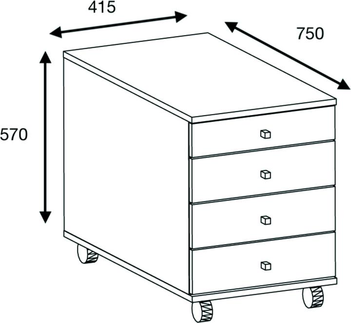 Produktbild VCM Holz Büroschrank Rollcontainer Lona mit Schublade (42 x 80 cm)