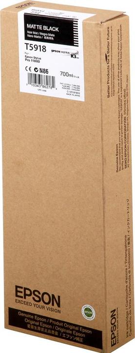 Actual product image Epson T5918 Ink Cartridge Matte Black Standard Capacity 700ml 1-pack (MBK)