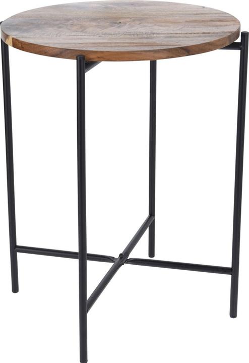 Image du produit H & S Collection Beistelltisch mit Akazienholzplatte, rund, schwarz, Ø40 x H48 cm (40 x 48 cm)