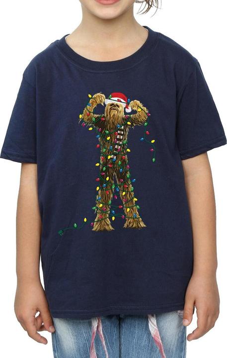 Actual product image Star Wars Girls Chewbacca Christmas Lights Cotton T-Shirt (116)