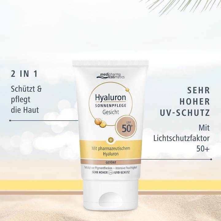 Actual product image Medipharma cosmetics Hyaluron Sun Care Face tinted SPF 50+, 50 ml Cream (Sun cream face, SPF 50+, 50 ml)
