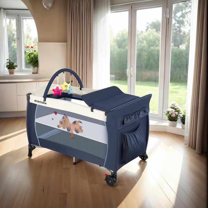 Actual product image tectake Travel cot dog with changing mat and carrying bag