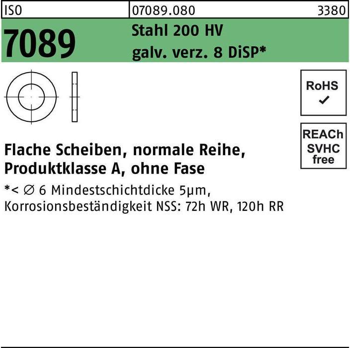 Actual product image Bufab Washer ISO 7089 without chamfer 8 Steel 200 HV galvanised 8 DiSP
