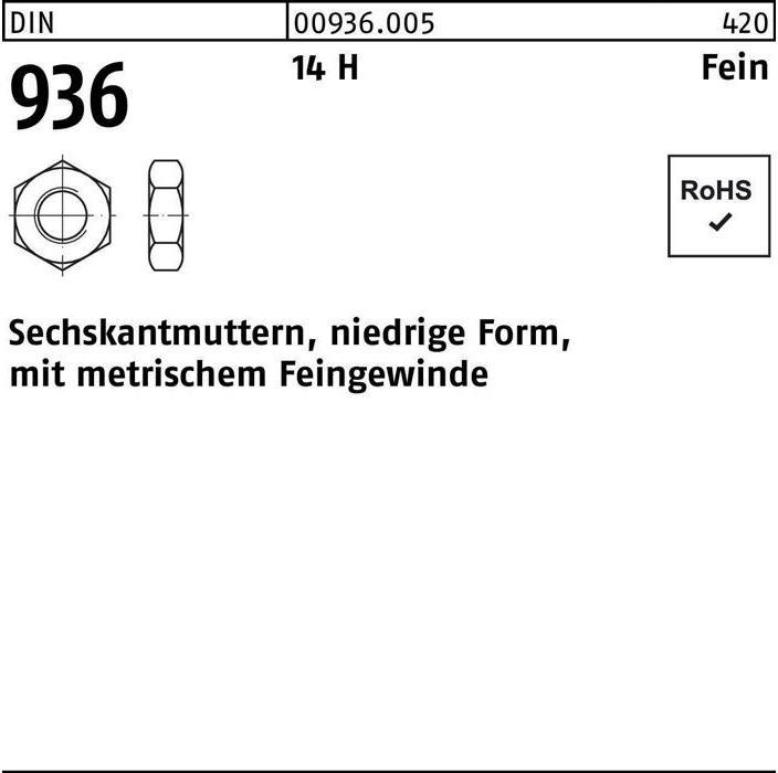 Image du produit Écrou hexagonal DIN 936 M 38 x 1,5 14 H (M38)