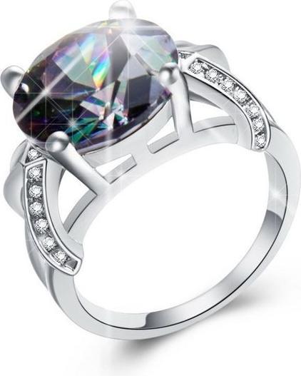Actual product image Hermex Silver plated ring with white / rainbow topaz - Size 60 / Size 9 (9)