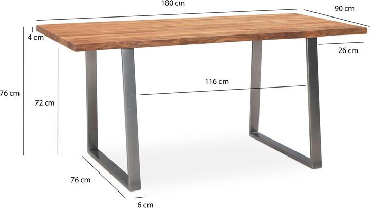 Actual product image FineBuy Acacia desk solid wood metal office desk computer desk tree edge