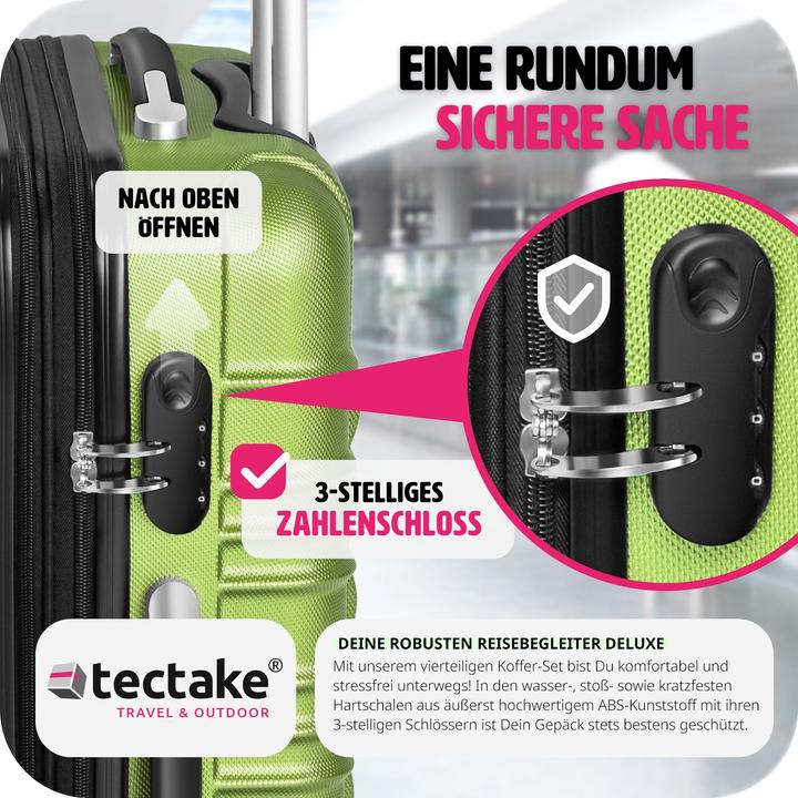 Produktbild tectake Hartschalenkofferset (106 l, Handgepäck (bis 50l), M (50 - 90l), L (90 - 115l))
