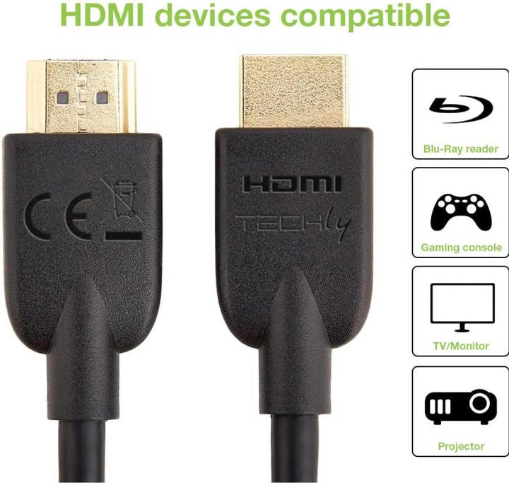 Produktbild Techly HDMI 4K 60Hz High Speed Anschlusskabel mit Ethernet schwarz 0.5m (0.50 m, HDMI)