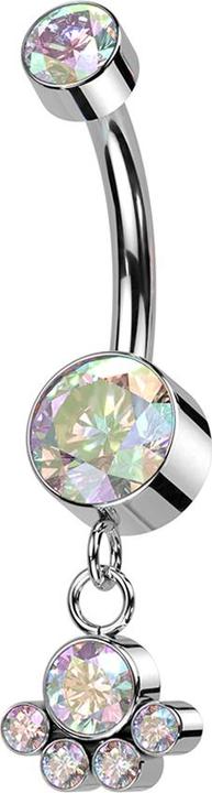 Actual product image Star Piercing Banana internal thread silver two cylinders crystal multicolour pendant five crystals multicolour (without brass, Titanium G23)