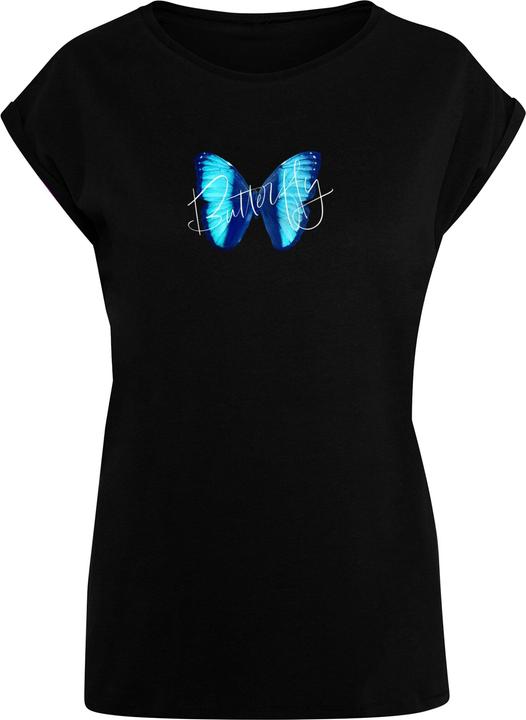 Produktbild Merchcode Ladies Butterfly Blue Extended Shoulder Tee - 111649 (3XL)