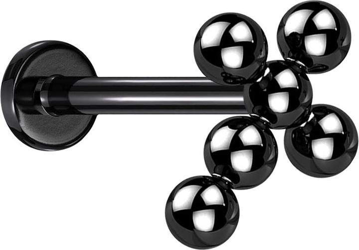 Produktbild Star Piercing Micro Labret Innengewinde schwarz Kreuz Kugeln (Titan G23, ohne Messing)