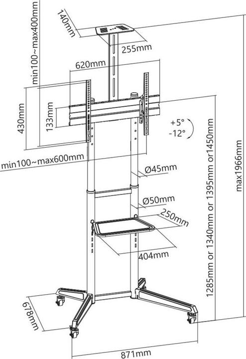 Produktbild SpeaKa Professional SP-TVC-310 TV-Rollständer 94.0 cm - 203.2 cm (37 - 80 Zoll) (70", 50 kg)