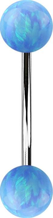 Produktbild Star Piercing Micro Banane silber mit zwei Kugeln Opal hellblau (ohne Messing, Chirurgenstahl 316L)