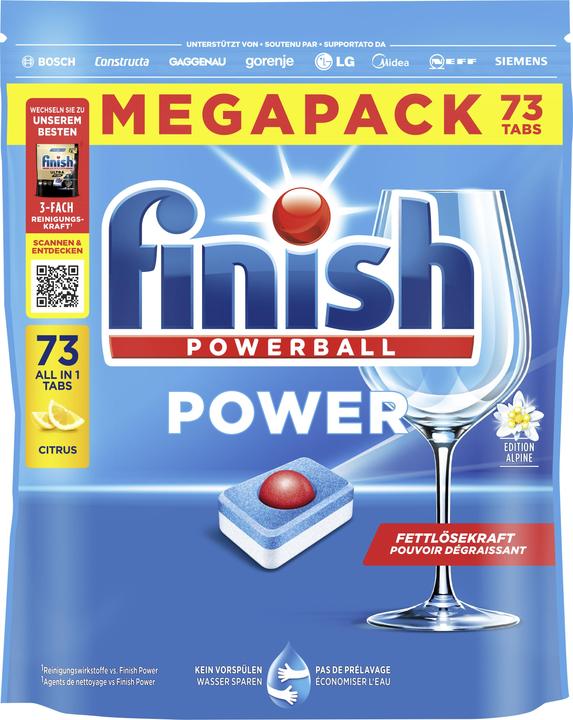 Produktbild Finish Power Citrus Spülmaschinentabs, Megapack, 73 Tabs (Tabs, 73 Waschgänge)
