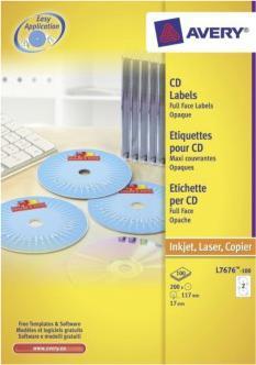 Actual product image Avery Dennison Etiquette CD, diamŠtre: 117 mm, blanc
