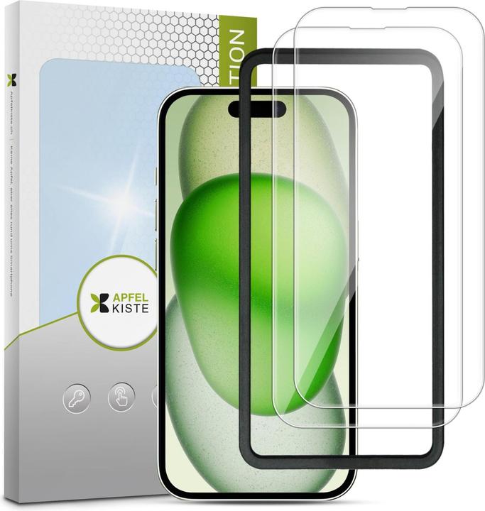 Immagine prodotto Apfelkiste - Panzer Glas Displayschutzfolie mit Montagerahmen (2er Set) (2 Pezzo/i, Apple iPhone 16 Pro)