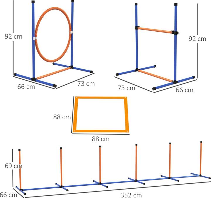 Immagine prodotto PawHut Hunde Agility Set Kunststoff, Oxfordstoff Orange+Blau (Destrezza)