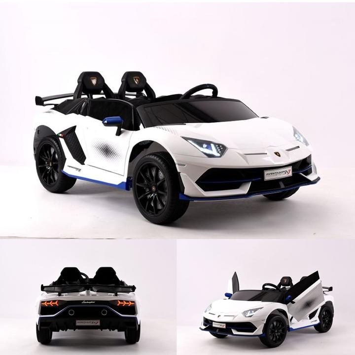Produktbild Es-toys Elektro Kinderfahrzeug “Lamborghini Aventador SVJ Xago 2 Sitzer” – lizenziert -MP3, Ledersit (12 V)