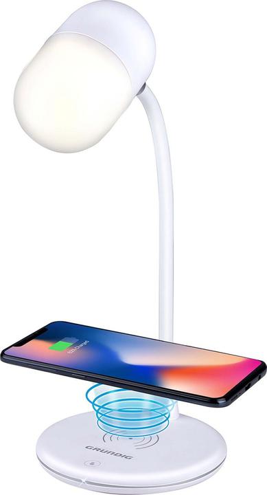 Actual product image Grundig Schreibtischlampe-Lampe mit Qi-Ladestation und Lautsprecher, 3 Lichtfarben, 2er-Set (50 lm)