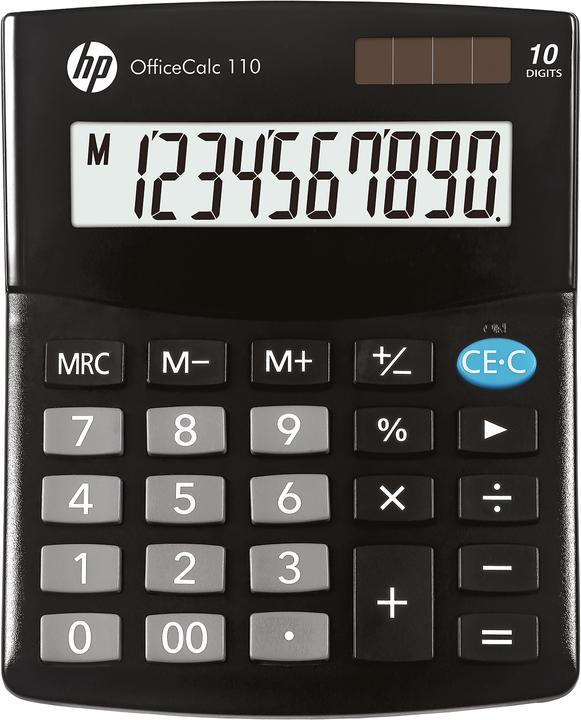 Immagine prodotto HP Calcolatrice da tavolo OfficeCalc 110 nera (Celle solari, Batterie)