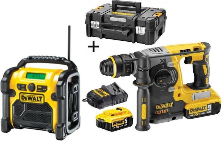 DeWalt SDS-PLUS BOHRHAMMER 18V 2,1J 2 x 5,0Ah XR LI-ION KURZHAMMER TSTAK DCH273P2T (Akkubetrieb)