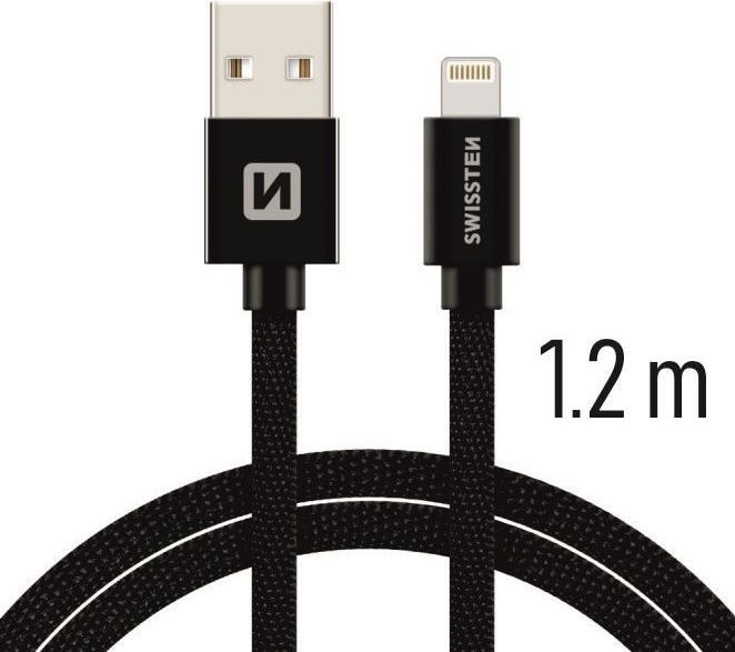 Produktbild Swissten Datenkabel Textil USB / Lightning 1.2 M (1.20 m, USB 3.2 Gen 1)