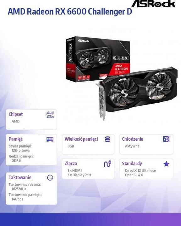 Actual product image AsRock RX6600 Challenger D (8.19 GB)
