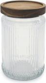 Actual product image Anna glass jar w/wood 950ml embossed (0.95 l)