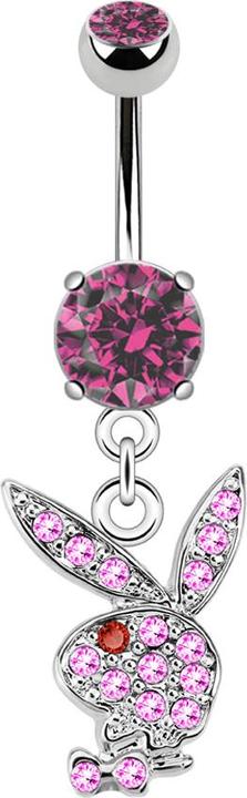 Produktbild Star Piercing Banane silber mit Anhänger Playboy Bunny pink (Chirurgenstahl 316L, Messing)
