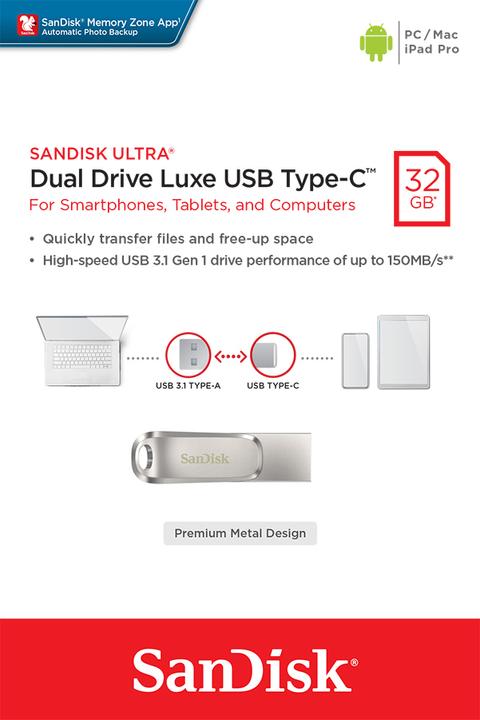 Produktbild SanDisk Ultra Dual Drive Luxe (32 GB, USB-C, USB-A)