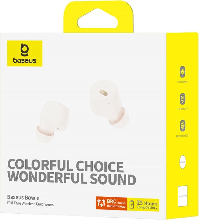 Image du produit Baseus Casque sans fil Bowie E18 TWS ENC IPX4 - blanc (ANC, 25 h, Sans fil)