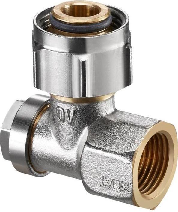 Actual product image Oventrop OV Combi 3 shut-off elbow fitting with union nut 3/4in ÜMx3/4in AG