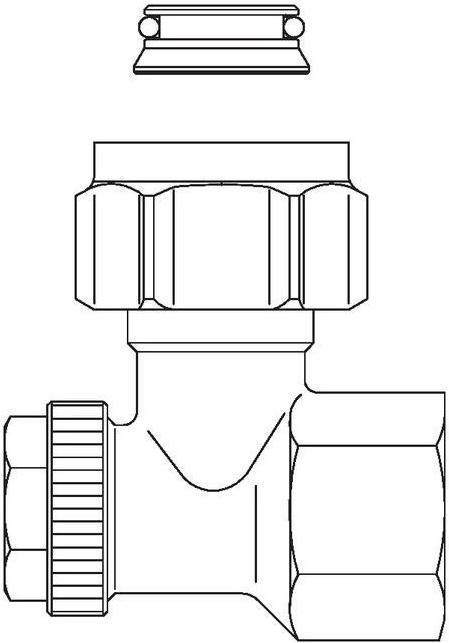 Actual product image Oventrop OV Combi 3 shut-off elbow fitting with union nut 3/4in ÜMx3/4in AG