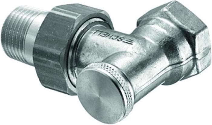 Actual product image Schell Radiator screw fitting lockable 10 bar, corner matt nickel, 1/2Zo matt nickel, 1/2inch