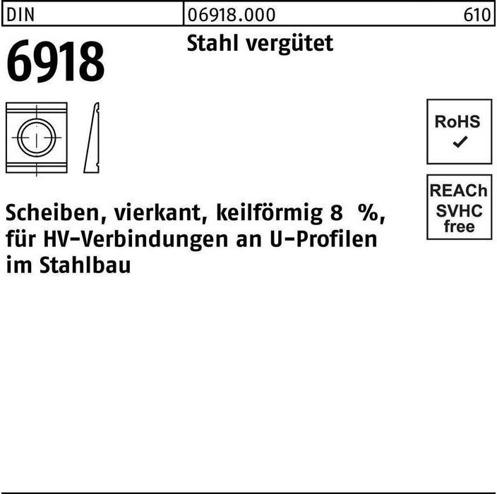 Produktbild Peiner Unterlegscheibe DIN 6918 ÜH vierkant keilförmig 31 Stahl C45