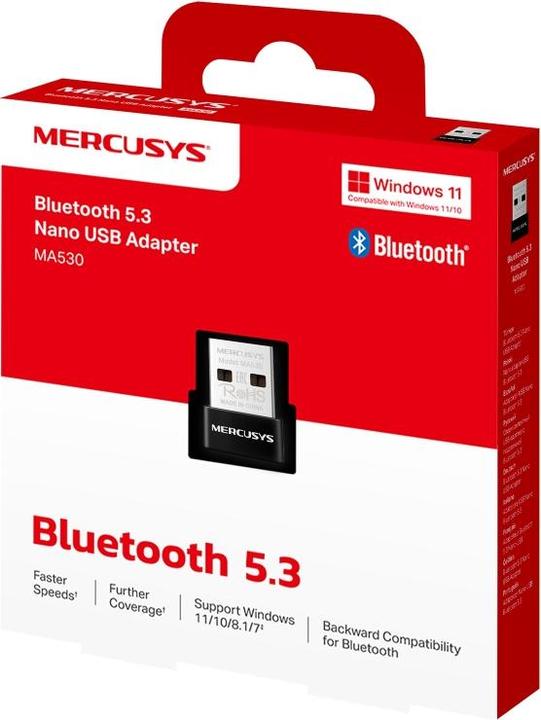Immagine prodotto Mercusys Adaptateur Bluetooth Nano USB modèle BT 5.3, 1 antenna interna USB 2.0 (Trasmettitore e ricevitore)