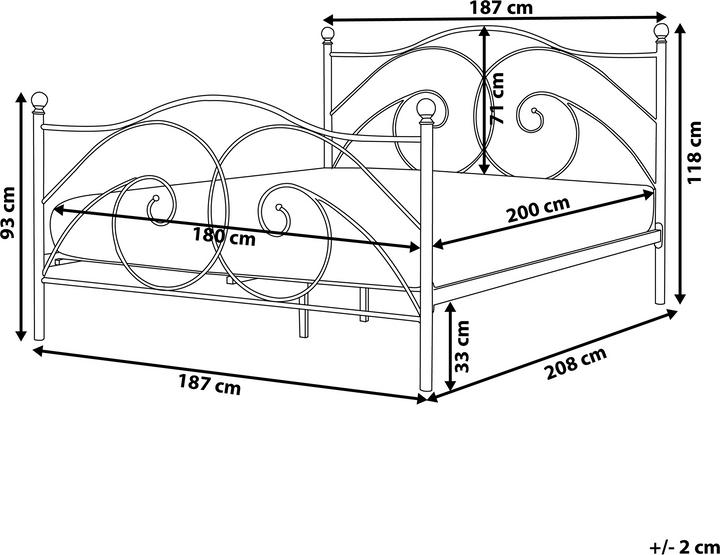 Immagine prodotto Beliani Letto in metallo a doghe nere 180 x 200 cm DINARD (180 x 200 cm)