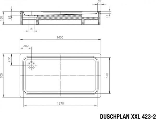 Actual product image Kaldewei shower sheet XXL 423-2 70x140cm with polystyrene support