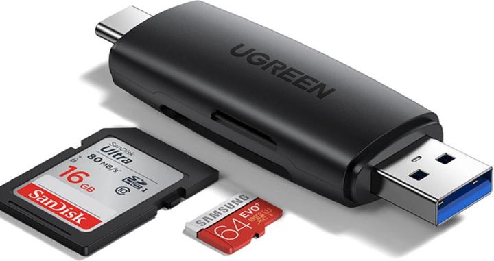 Ugreen CM304 USB + USB-C Adapter Card Reader SD + microSD (black) (USB-C)