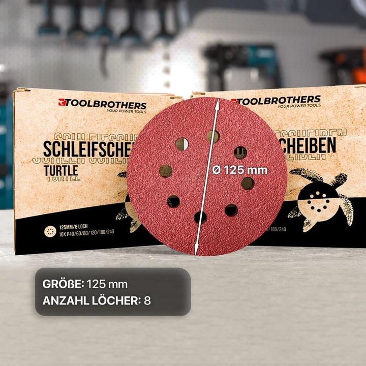 Actual product image Bosch Professional Bosch GEX 125-1 AE Random Orbit Sander 250 Watt 125 mm ( 0601387500 ) + 2x Toolbrothers TURTLE (Eccentric grinder, 250 W)